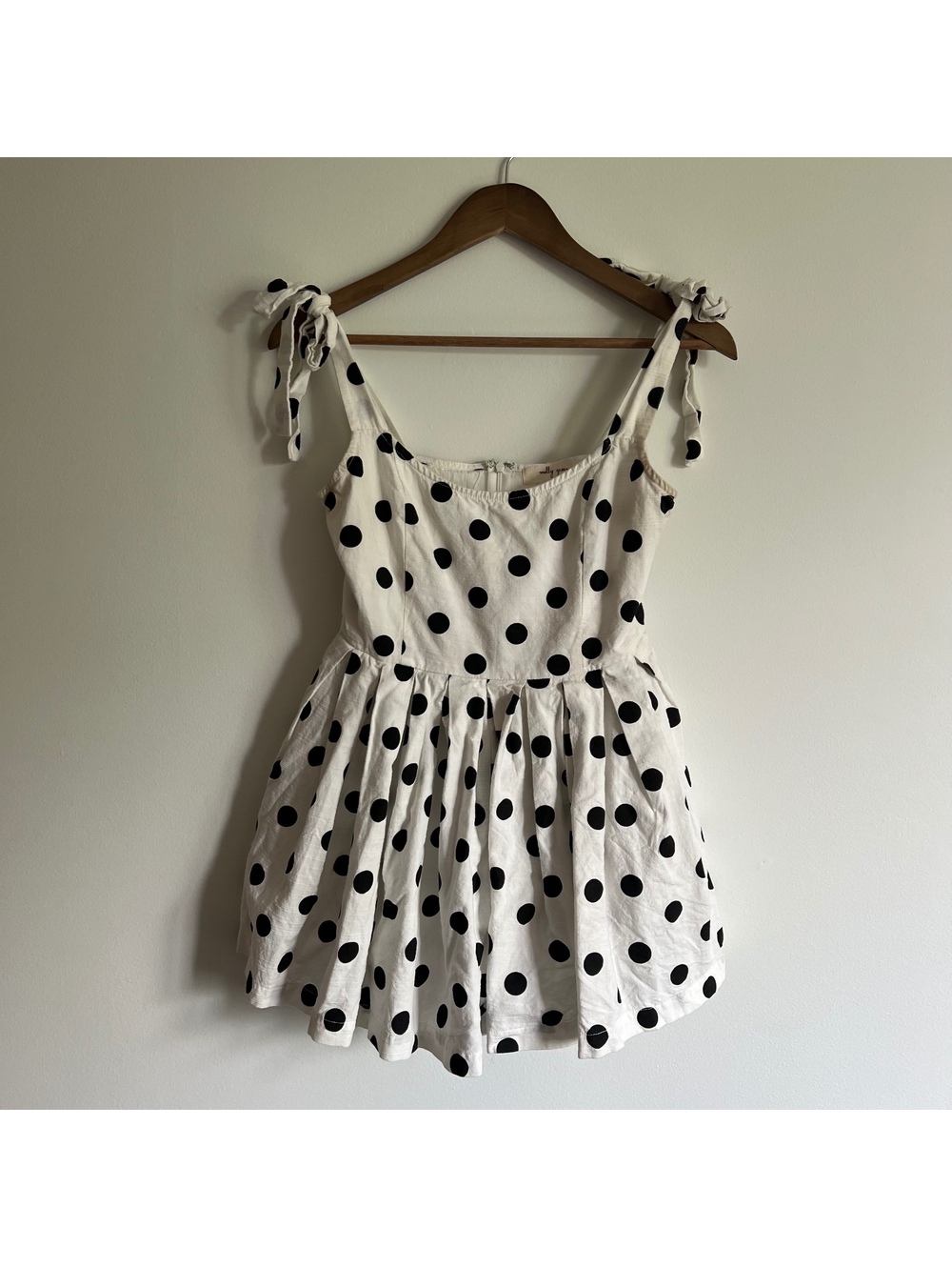 Molly Green White and Black Polka Dot Tie Strap Romper Small